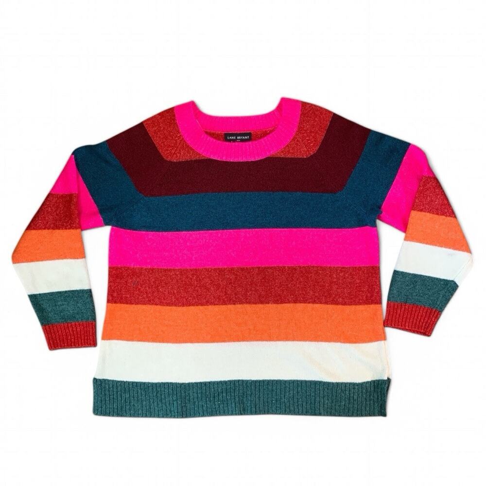 Lane Bryant Multi-Colored Striped Knit Sweater-Size 18/20-New Without Tags